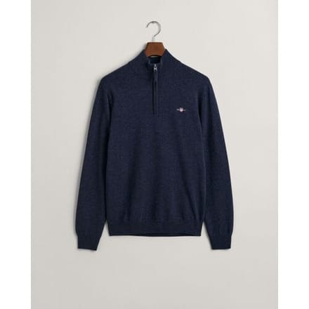 Gant Trui Superfijne Lamswol Half-Zip Dark Navy Melange / male