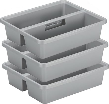Sunware organiser - 3 stuks - kunststof - 44 x 35 cm - grijs - 2 vakken
