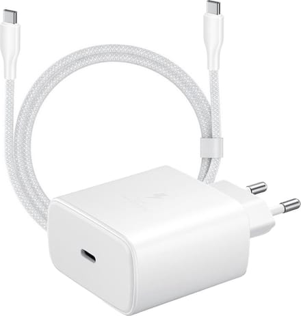 45w oplader usb C + usb C naar usb C kabel 2 meter - snellader - super fast charger - wit