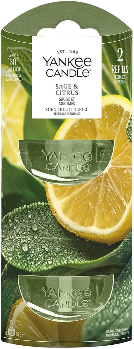 Yankee Candle - Sage & Citrus - Elektrische Diffuser Navulling - 2 stuks