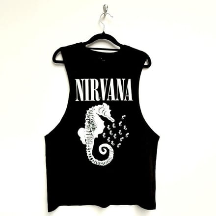 Nirvana - Seahorse & Logo Mono Tanktop - S - Zwart