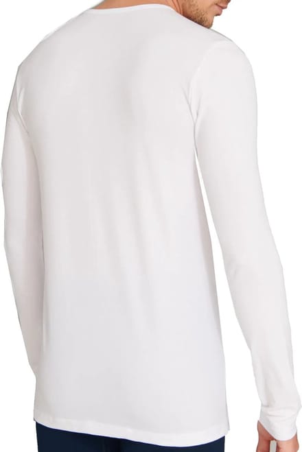 Heren shirt Lange mouw - 100% katoen - Aansluitend ondershirt mannen - Wit / M