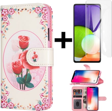 Rico Vitello print wallet Case Geschikt voor Samsung Galaxy A20E + Gratis screenprotector (4)