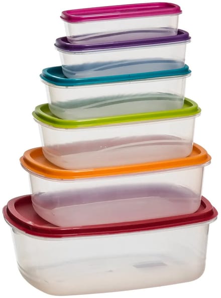 5five Vershoudbakjes nestbaar - 6-delig - BPA vrij - meal prep - herbruikbaar - multi kleuren - luchtdicht