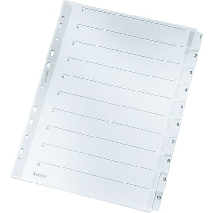 Leitz 4324 Register Din A4 1-10 Karton Grijs 10 Tabbladen 43240000