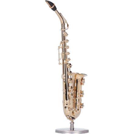 Miniatuur Koperen Saxofoon Model met Standaard Mini Muziekinstrument Ornamenten Cadeaus beige