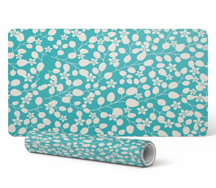 Vinyl bureauonderlegger met bloemen- en bladmotief 90x45 cm