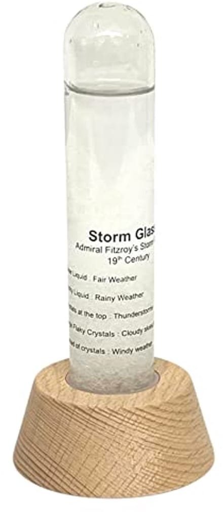 Stormglas Weervoorspeller met Houten Standaard | Weerstation & Barometer