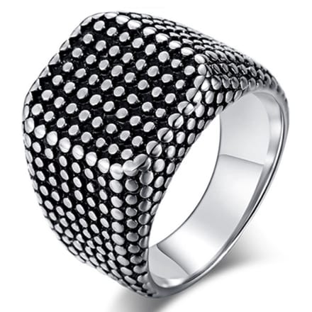 Titanium Zegelring heren Zilverkleurig Zwart-21.5mm
