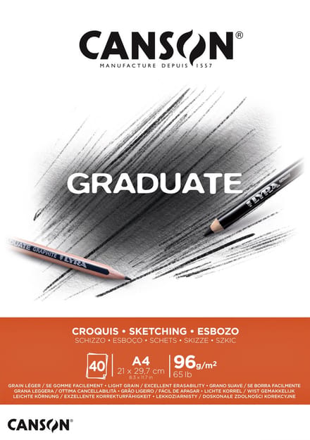 Schetspapier canson graduate sketch 96gr a4 wit | 5 stuks
