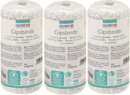 Keratex gipsverband - 3x - 2 meter x 10 cm - rollen - wit - huidvriendelijk