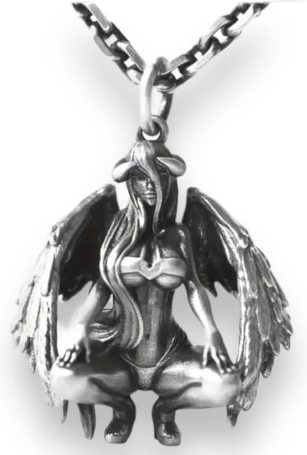 Duivelse Figuur van Zilver - Duivel Achtige Vrouw Figuur Ketting