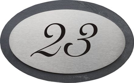 Huisnummerbord leisteen voordeur 23x15cm ovaal LS31