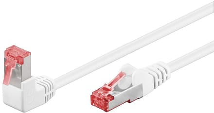 Goobay CAT 6 netwerkkabel 1x 90° haaks, S/FTP (PiMF), wit, 0,5 m
