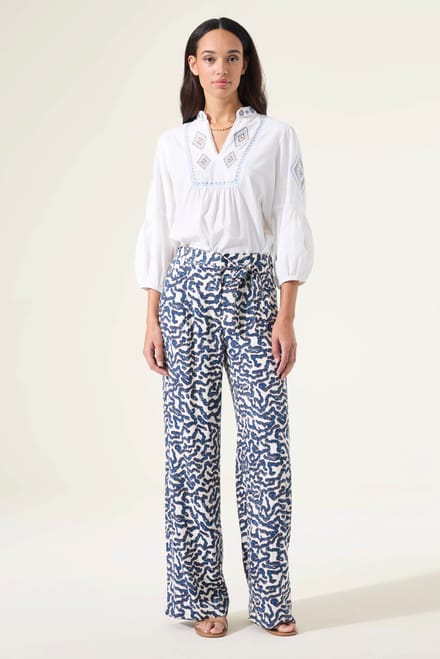 Dobby Stoffen Broek met Print Dames Garcia