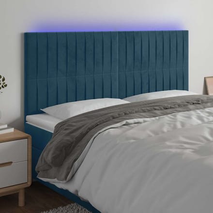 vidaXL - Hoofdbord - LED - 160x5x118/128 - cm - fluweel - donkerblauw