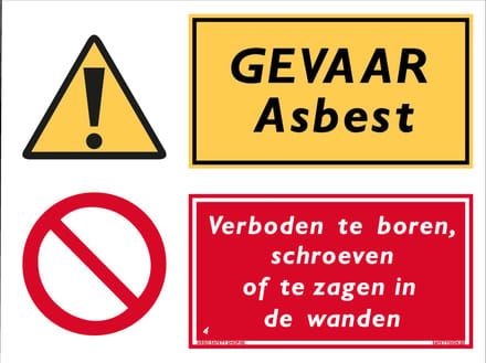 Asbest bord - Verboden boren/schroeven/zagen - Aluminium - 30 x 40 cm