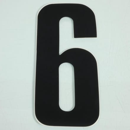 Sticker startnummer zes 6 zwart 200x85mm voor motocross