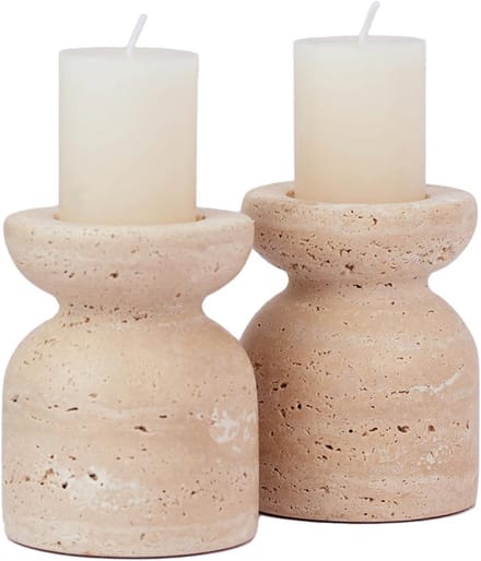 Set van Marmeren Kandelaars voor Tafeldecoratie