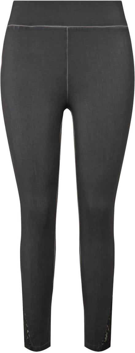 MIAMODA - Dames - Legging tight fit cold dyed kant bij de zoom - Antraciet - Maat 48