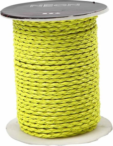 Gevlochten koord, dikte 3 mm, neon geel, 25 m