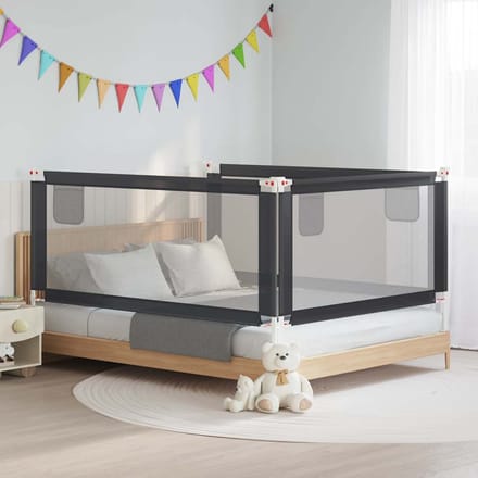 Barrière de lit pour tout-petit Gris Foncé 190x25 cm Tissu
