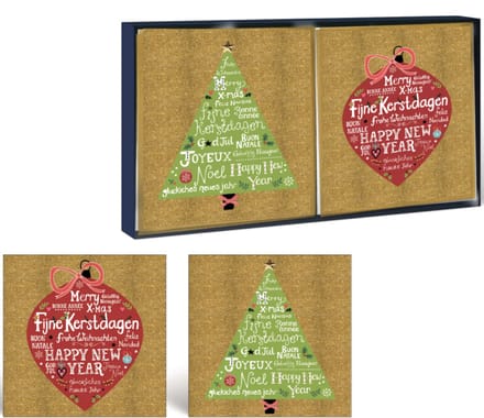 Kerstkaarten - 16 Stuks - 13 x 13 cm – Luxe Kaarten - Fijne Kerstdagen – K-149