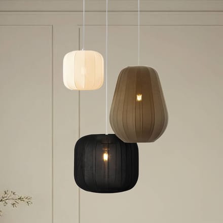 Lindby - Hanglamp - 1licht - Textiel, ijzer - H: 30 cm - E27 - wit, zwart, grijs