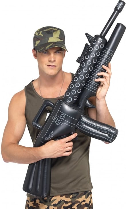 Opblaasbaar Scarface Machinegeweer wapen - zwart - 110 cm - extra groot - carnaval - gangsters - maffia