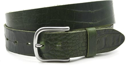Dames riem groen - 4 cm breed - Leer - Pantalon riem - Casual - Maat 100