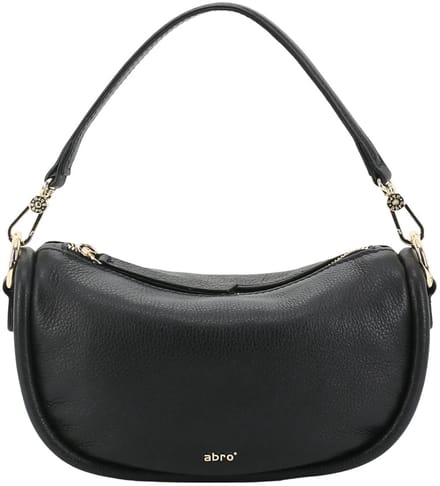 abro Leren schoudertas Crossbody Bag Willow Black / Gold zwart