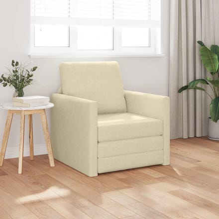 vidaXL - Slaapbank - Crème - 74 - x - 77 - x - 81 - cm - Stof