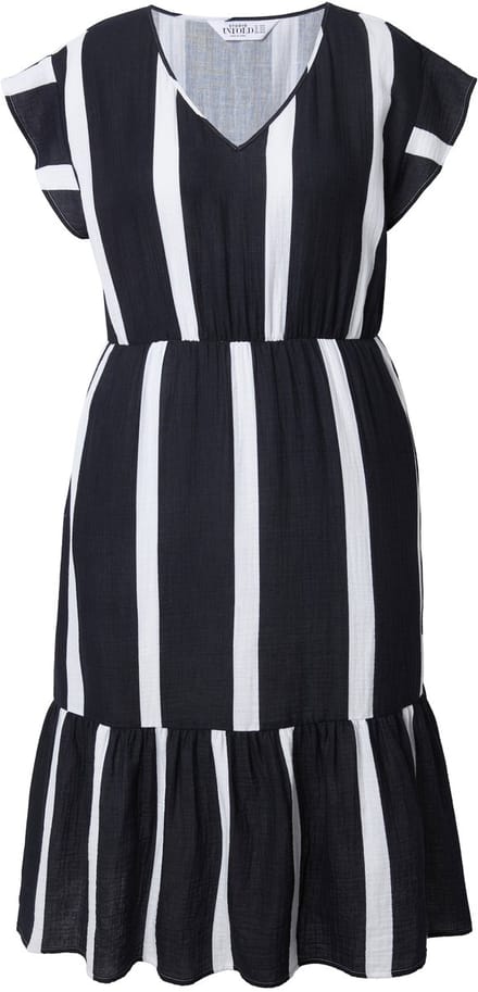Studio Untold - Dames - Midi-jurk A-lijn mousseline strepen - Zwart - Maat 54+