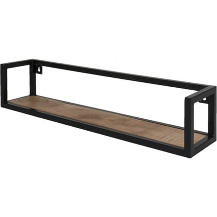Wandplank Vintage 60 cm - Industriële Wandplank van Mangohout met Stalen Frame