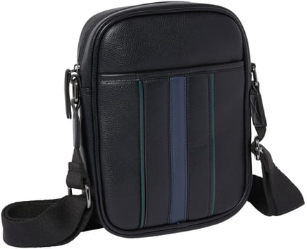 Ted Baker Schoudertas Keiigan Stripe Flight Bag Black Zwart