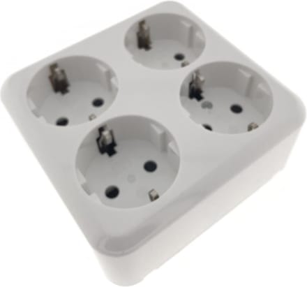 Benson Wandcontactdoos opbouw - 4-voudig - randaarde - wit - 107x102x43 mm