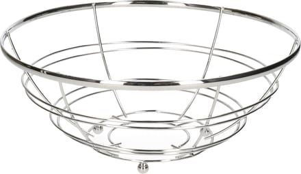 Fruitschaal - Chrome - metal - 28 x 11 cm - Medium-size - rond - keukenbenodigdheden - fruitmand