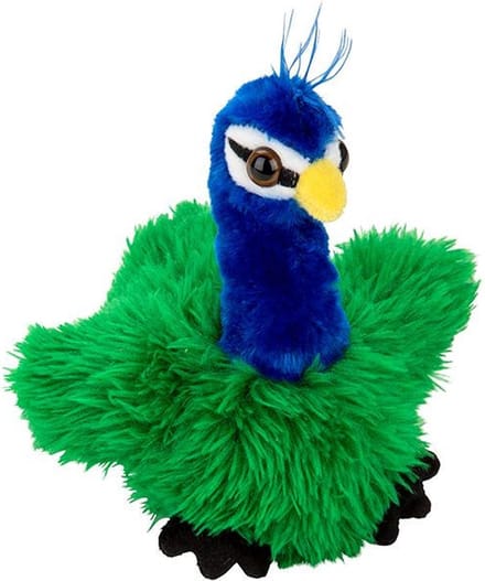 Nature Planet Knuffel Pauw - pluche - vogel - gekleurd - 13 cm - knuffeldier