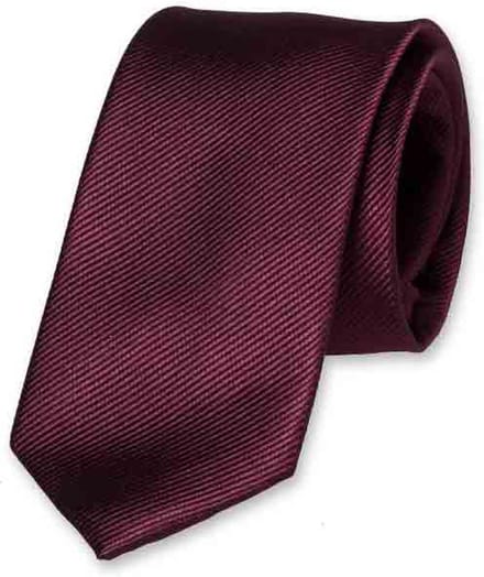 E.L. Cravatte Smalle Stropdas - Aubergine - 100% Zijde