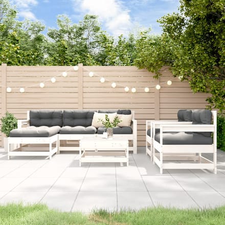 vidaXL - 7-delige - Loungeset - massief - grenenhout - wit