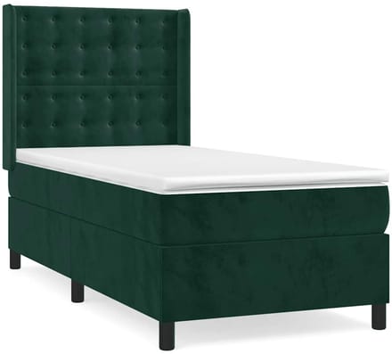 vidaXL - Boxspring - met - matras - fluweel - donkergroen - 90x190 - cm