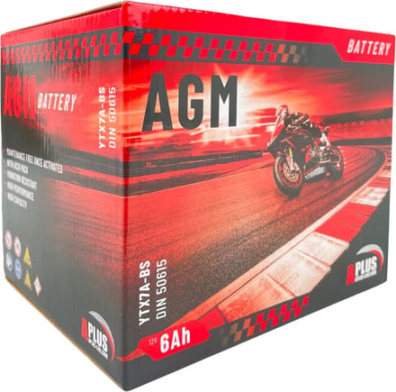 Accu Aplus YTX7A-BS 12volt 6Ah 150 x 87 x 93mm Onderhoudsvrij AGM