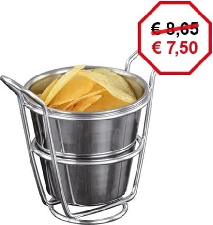 Serveerschaal roestvrijstaal met verchroomde standaard (H)13cm