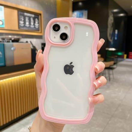 Coque de téléphone de luxe antichoc pour iPhone 15 13 14 Pro Max Plus Silicone souple dos ondulé Couverture de protection transparente Accessoires For iPhone 13 white