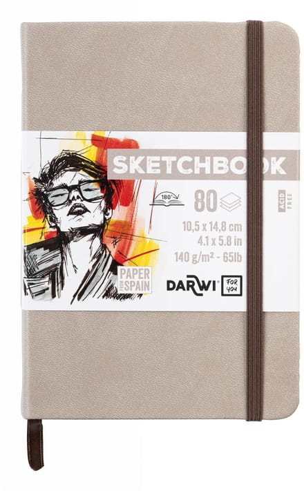 Darwi DFY - Schetsboek - A6 - 140 g - Taupe - 80 vellen