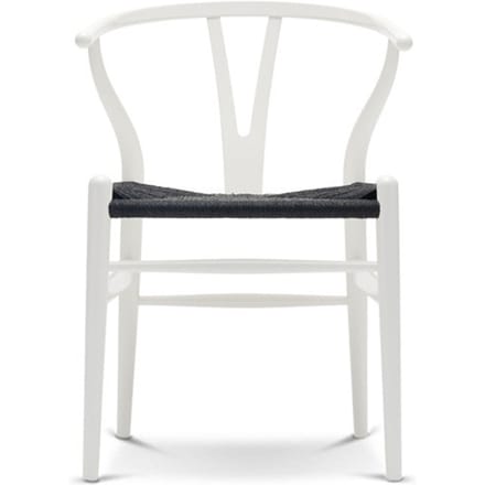 Carl Hansen & Søn - CH24 Y Wishbone stoel beuken - gelakt wit - Vlecht zwart