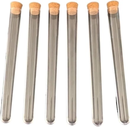 Plastic Reageerbuizen - Proefbuisjes Kurk - Laboratorium Experimenten - Met Kurken Sluiting - 15 x 150 mm - Transparant