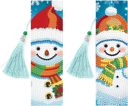 Boekenlegger set van 2 - 41 - Sneeuwpop - Diamond painting - compleet pakket - Diamond painting by Wietske