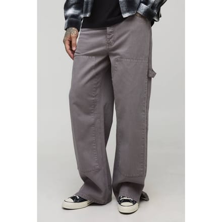 Tall Relaxed Overdye Carpenter Split Hem Trouser In Charcoal | Size 48