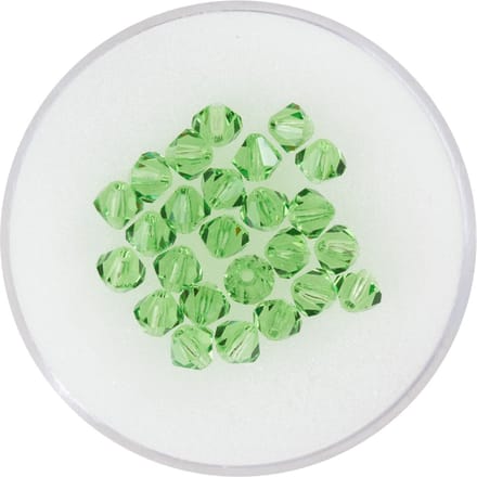 Glas geslepen glitterkralen, 4 mm - Peridot
